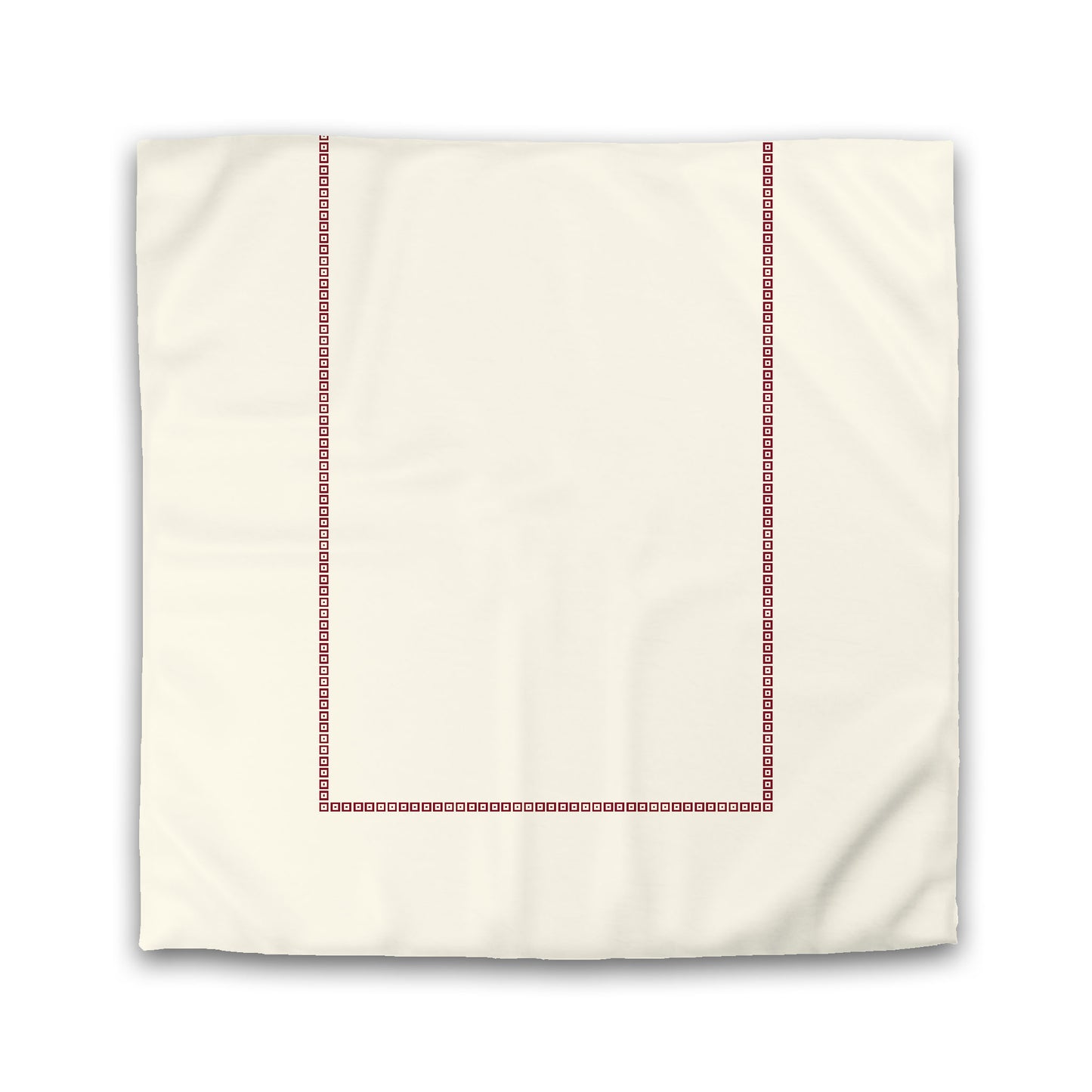 Pale Cream Cotton Sateen Duvet Cover, Burgundy Red Repeating Square Motif Print, Classic Border | CSDU-1283-121