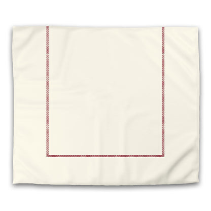 Pale Cream Cotton Sateen Duvet Cover, Burgundy Red Repeating Square Motif Print, Classic Border, CSDU-1283-121, King - 269 x  234 cm / 106 x 92 inches