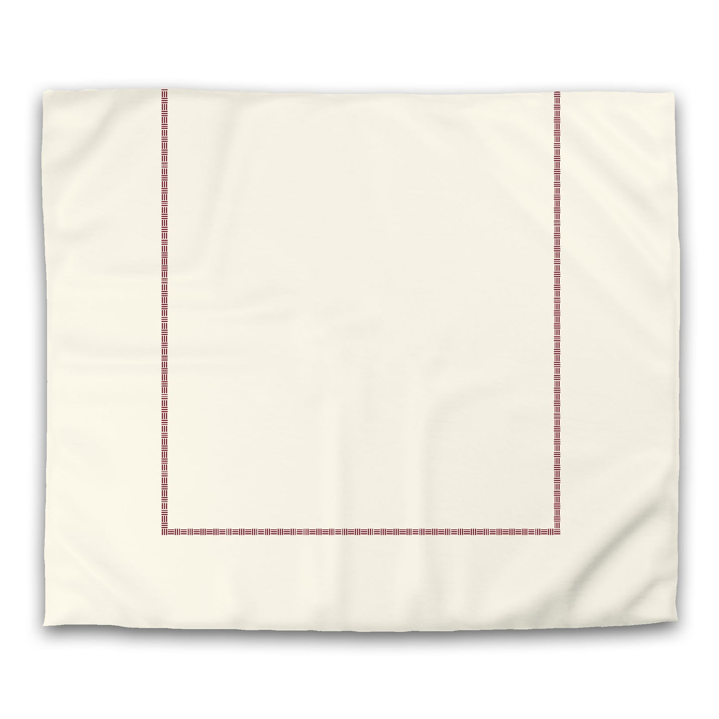 Pale Cream Cotton Sateen Duvet Cover, Burgundy Red Single Weave Motif Print, Classic Border, CSDU-1283-141, King - 269 x  234 cm / 106 x 92 inches