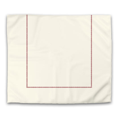Pale Cream Cotton Sateen Duvet Cover, Burgundy Red Single Weave Motif Print, Classic Border, CSDU-1283-141, King - 269 x  234 cm / 106 x 92 inches