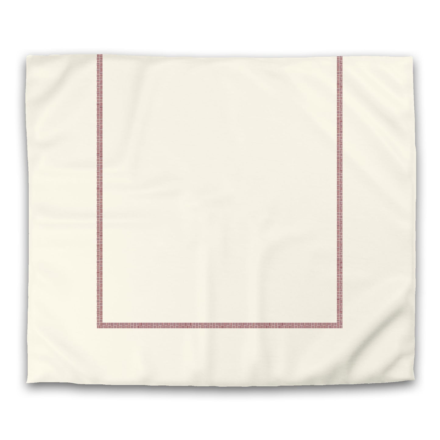 Pale Cream Cotton Sateen Duvet Cover, Burgundy Red Double Weave Motif Print, Classic Border, CSDU-1283-143, King - 269 x  234 cm / 106 x 92 inches
