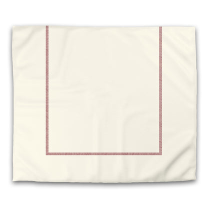Pale Cream Cotton Sateen Duvet Cover, Burgundy Red Double Weave Motif Print, Classic Border, CSDU-1283-143, King - 269 x  234 cm / 106 x 92 inches