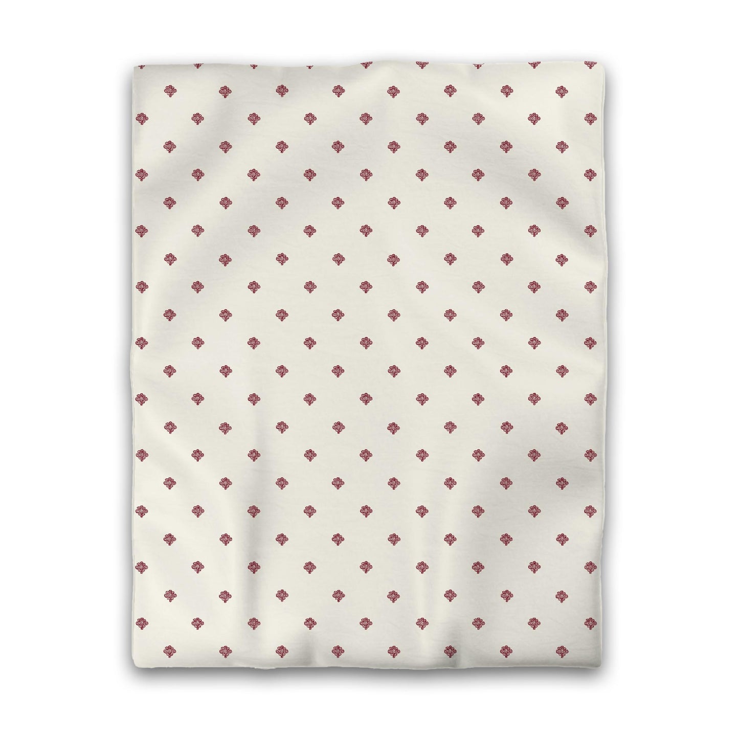 Pale Cream Cotton Sateen Duvet Cover, Burgundy Red Hand-painted Swizzle Motif Print, CSDU-1283-171, Twin - 178 x 229 cm / 70 x 90 inches