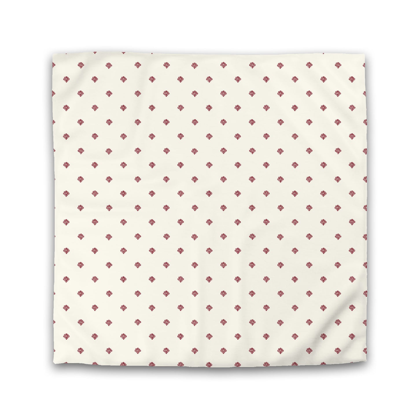 Pale Cream Cotton Sateen Duvet Cover, Burgundy Red Hand-painted Swizzle Motif Print | CSDU-1283-171