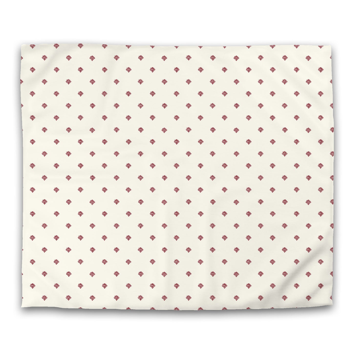 Pale Cream Cotton Sateen Duvet Cover, Burgundy Red Hand-painted Swizzle Motif Print, CSDU-1283-171, King - 269 x  234 cm / 106 x 92 inches