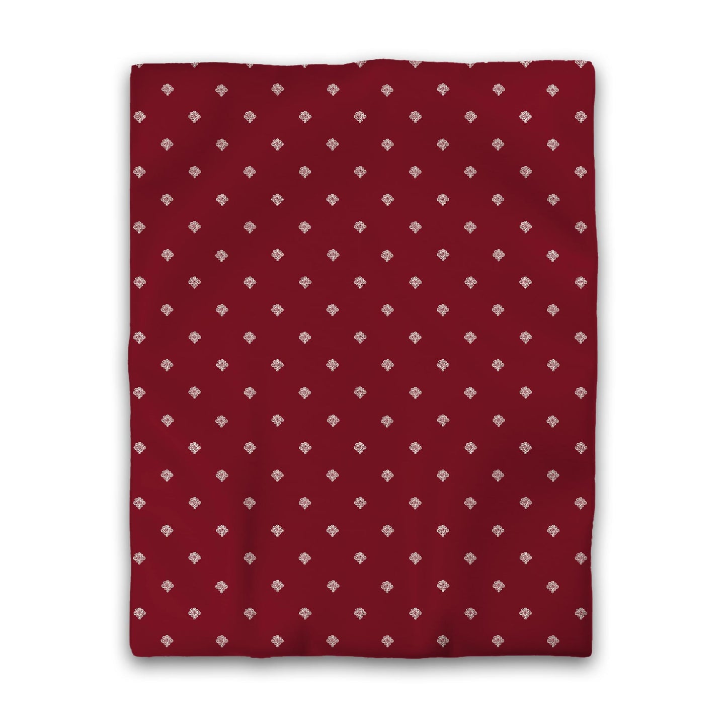 Burgundy Red Cotton Sateen Duvet Cover, Pale Cream Hand-painted Swizzle Motif Print, CSDU-1283-172, Twin - 178 x 229 cm / 70 x 90 inches