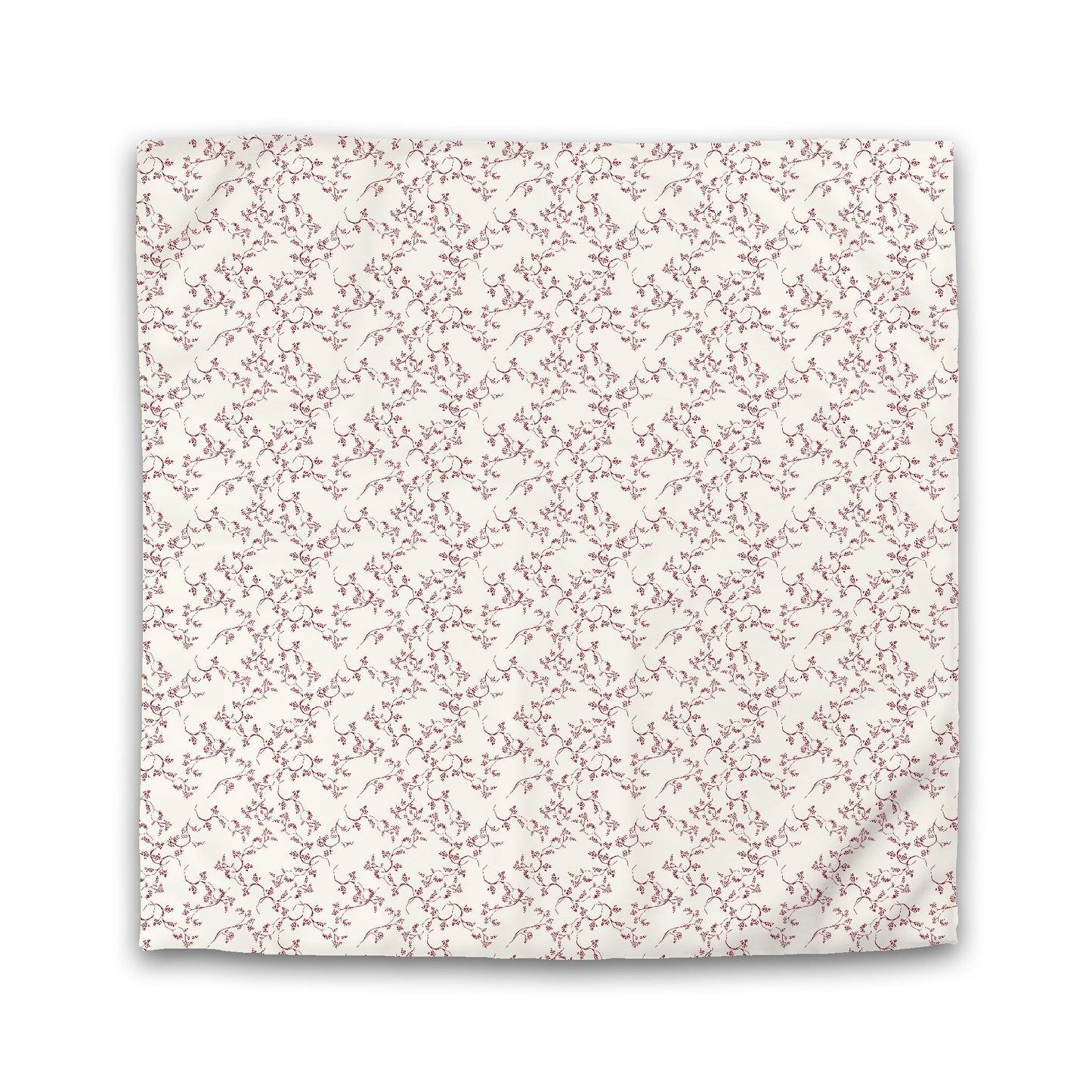 Pale Cream Cotton Sateen Duvet Cover, Burgundy Red Hand-painted Vine Print | CSDU-1283-181