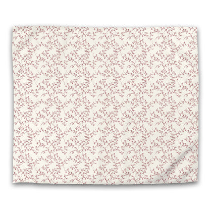 Pale Cream Cotton Sateen Duvet Cover, Burgundy Red Hand-painted Vine Print, CSDU-1283-181, King - 269 x  234 cm / 106 x 92 inches