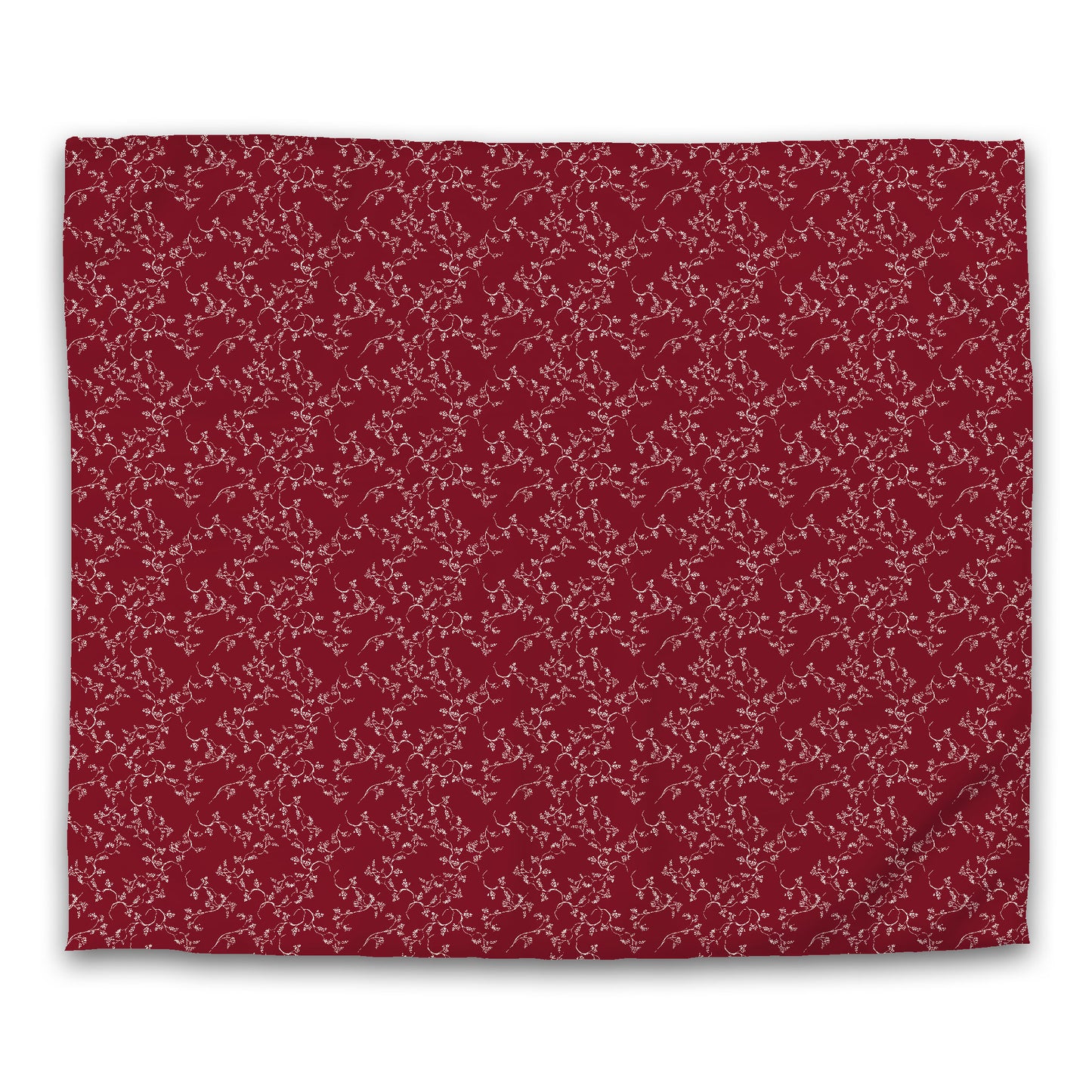 Burgundy Red Cotton Sateen Duvet Cover, Pale Cream Hand-painted Vine Print, CSDU-1283-182, King - 269 x  234 cm / 106 x 92 inches