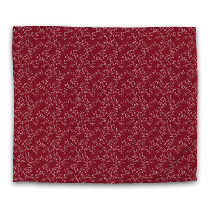 Burgundy Red Cotton Sateen Duvet Cover, Pale Cream Hand-painted Vine Print, CSDU-1283-182, King - 269 x  234 cm / 106 x 92 inches