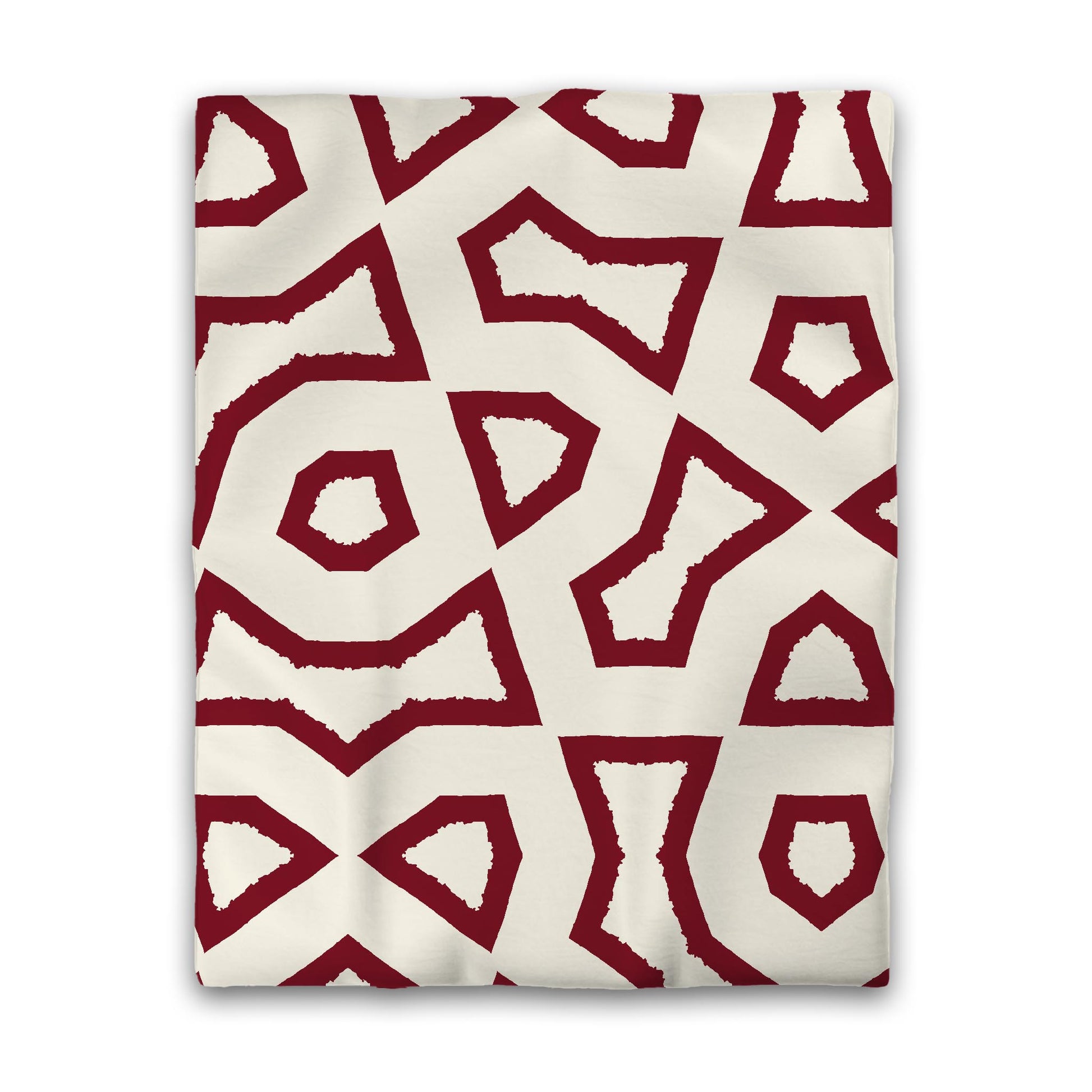 Pale Cream Cotton Sateen Duvet Cover, Bold Burgundy Red Graphic, CSDU-1283-391, Twin - 178 x 229 cm / 70 x 90 inches