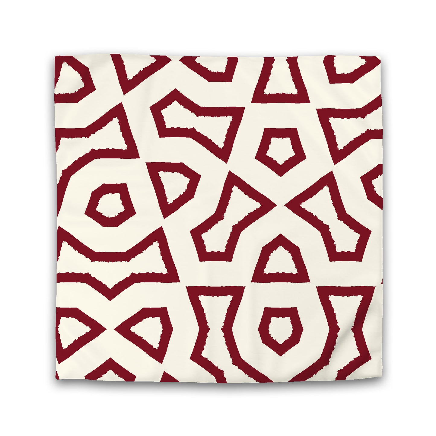 Pale Cream Cotton Sateen Duvet Cover, Bold Burgundy Red Graphic | CSDU-1283-391