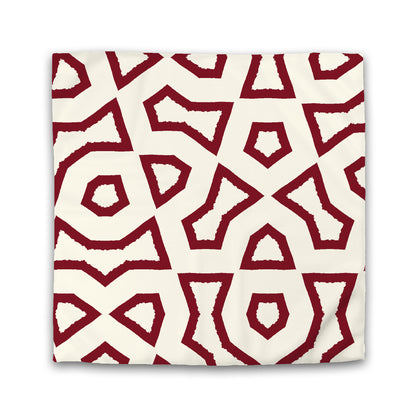 Pale Cream Cotton Sateen Duvet Cover, Bold Burgundy Red Graphic | CSDU-1283-391