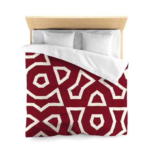 Burgundy Red Cotton Sateen Duvet Cover, Bold Pale Cream Graphic, CSDU-1283-392, Queen - 229 x 229 cm / 90 x 90 inches