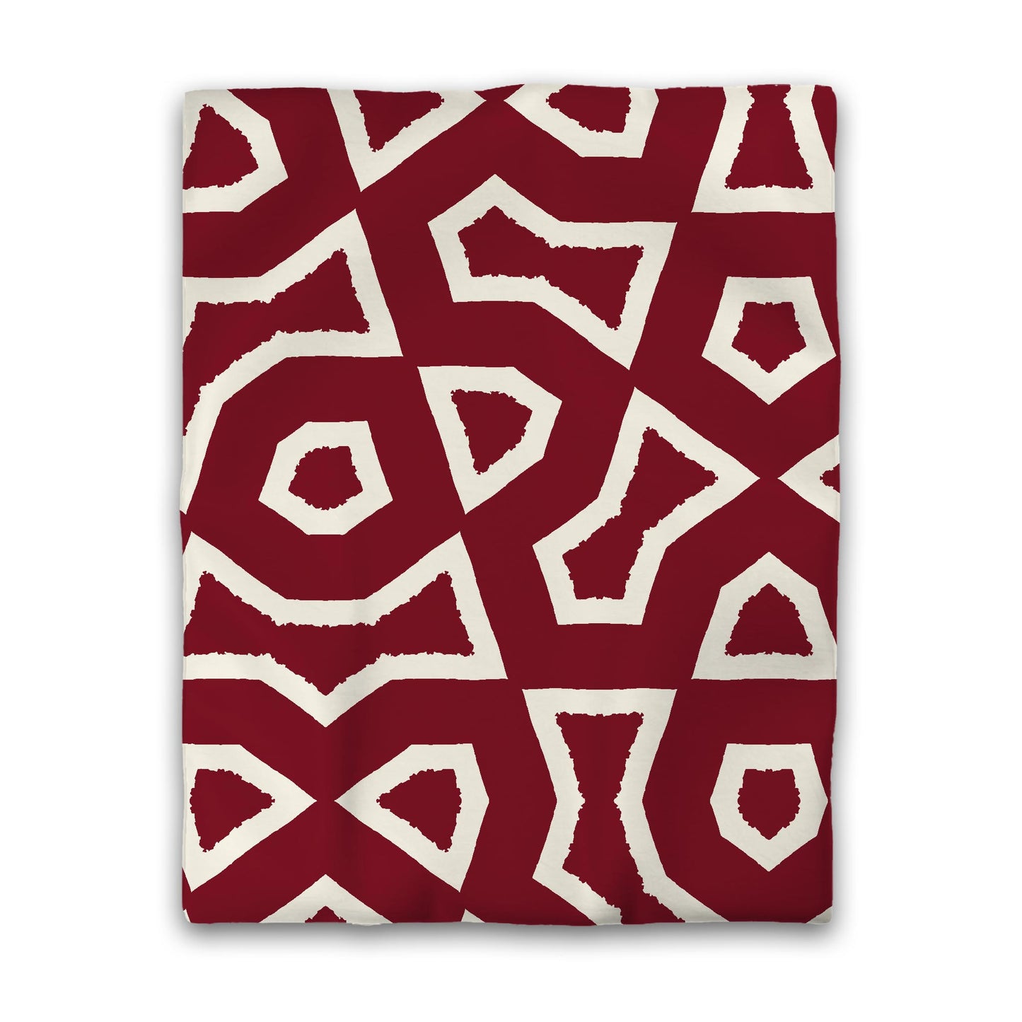 Burgundy Red Cotton Sateen Duvet Cover, Bold Pale Cream Graphic, CSDU-1283-392, Twin - 178 x 229 cm / 70 x 90 inches
