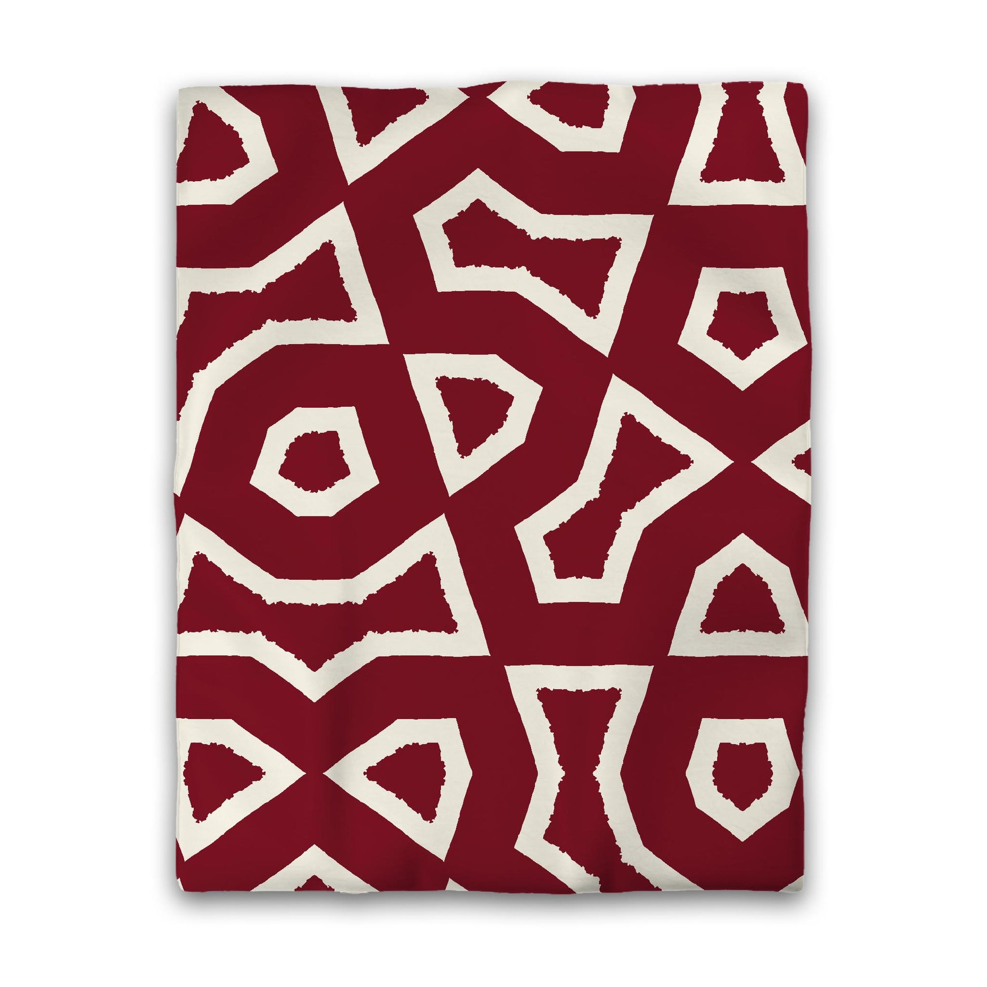 Burgundy Red Cotton Sateen Duvet Cover, Bold Pale Cream Graphic, CSDU-1283-392, Twin - 178 x 229 cm / 70 x 90 inches
