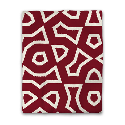 Burgundy Red Cotton Sateen Duvet Cover, Bold Pale Cream Graphic, CSDU-1283-392, Twin - 178 x 229 cm / 70 x 90 inches
