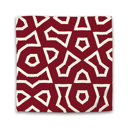 Burgundy Red Cotton Sateen Duvet Cover, Bold Pale Cream Graphic | CSDU-1283-392