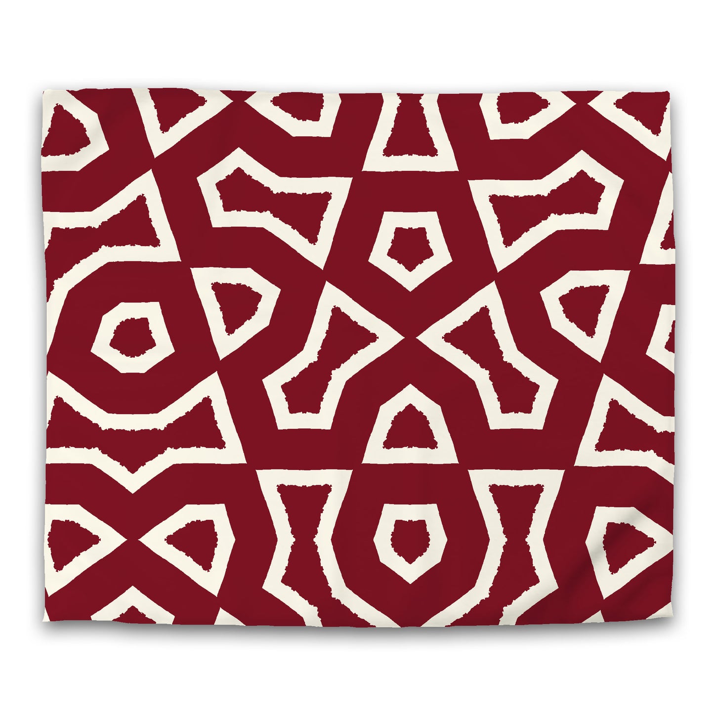 Burgundy Red Cotton Sateen Duvet Cover, Bold Pale Cream Graphic, CSDU-1283-392, King - 269 x  234 cm / 106 x 92 inches