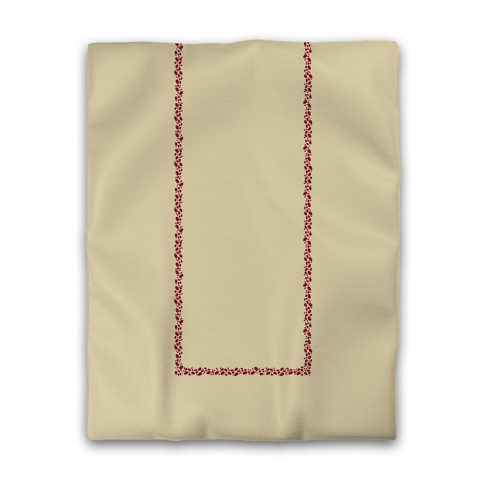 Desert Sand Cotton Sateen Duvet Cover, Burgundy Red Hand-painted Dab Motif Print, Classic Border, CSDU-1284-091, Twin - 178 x 229 cm / 70 x 90 inches