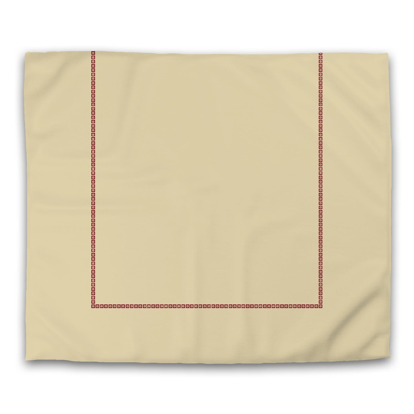 Desert Sand Cotton Sateen Duvet Cover, Burgundy Red Repeating Square Motif Print, Classic Border, CSDU-1284-121, King - 269 x  234 cm / 106 x 92 inches