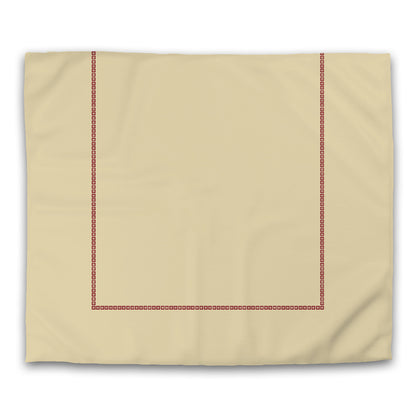Desert Sand Cotton Sateen Duvet Cover, Burgundy Red Repeating Square Motif Print, Classic Border, CSDU-1284-121, King - 269 x  234 cm / 106 x 92 inches