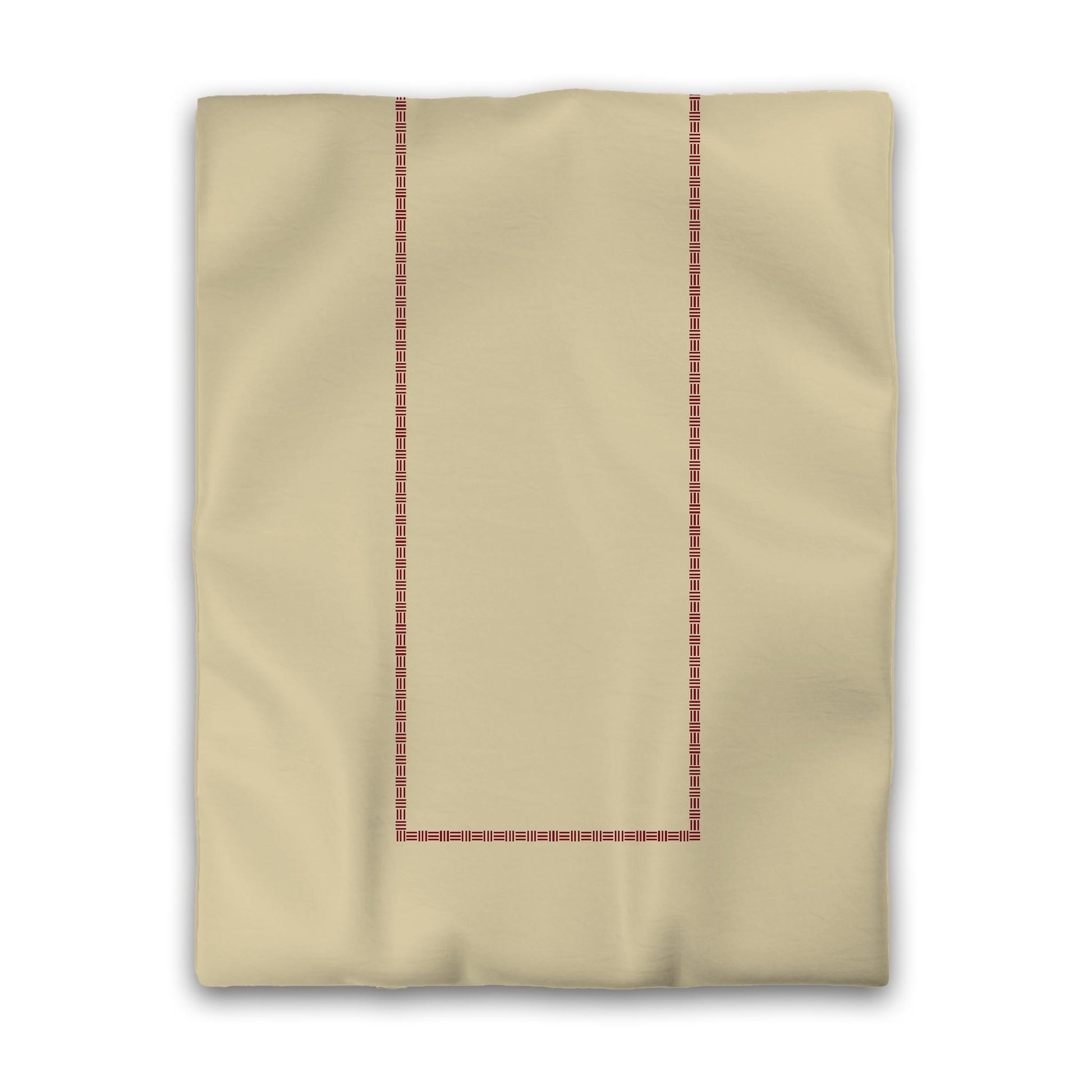 Desert Sand Cotton Sateen Duvet Cover, Burgundy Red Single Weave Motif Print, Classic Border, CSDU-1284-141, Twin - 178 x 229 cm / 70 x 90 inches