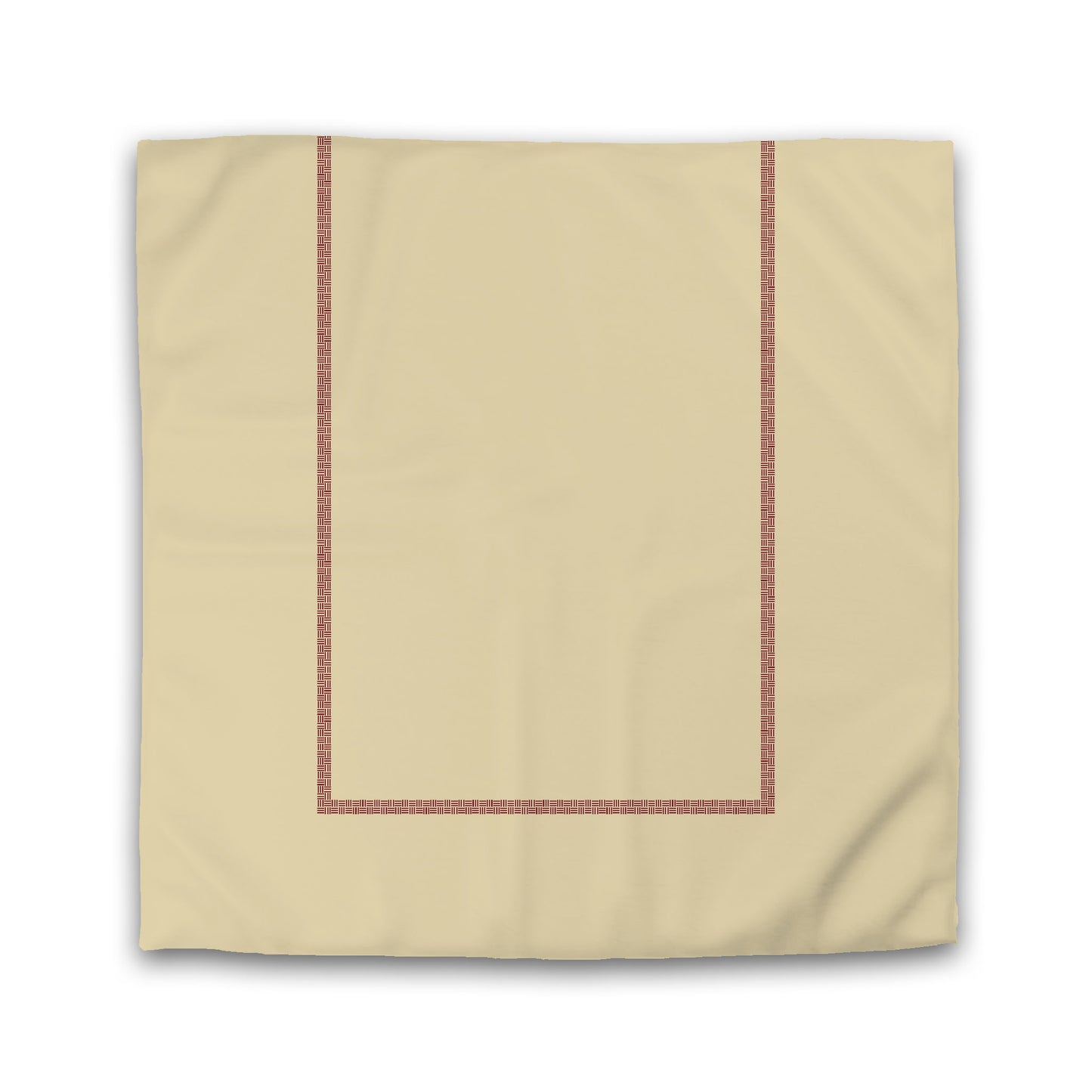 Tan Cotton Sateen Duvet Cover, Burgundy Red Double Weave Motif Print, Classic Border | CSDU-1284-143