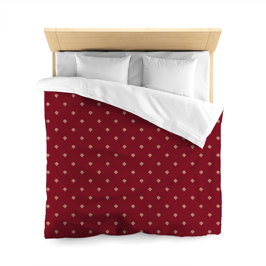 Burgundy Red Cotton Sateen Duvet Cover, Desert Sand Hand-painted Swizzle Motif Print, CSDU-1284-172, Queen - 229 x 229 cm / 90 x 90 inches