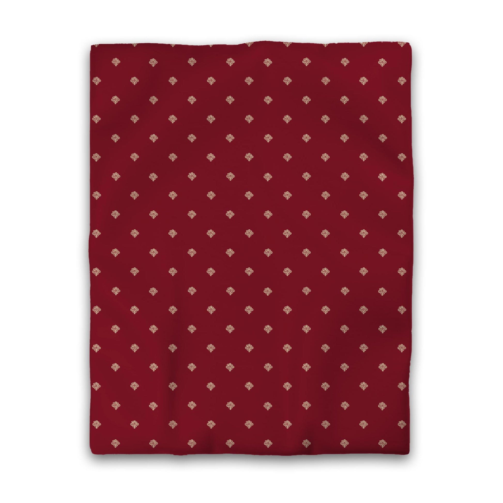 Burgundy Red Cotton Sateen Duvet Cover, Desert Sand Hand-painted Swizzle Motif Print, CSDU-1284-172, Twin - 178 x 229 cm / 70 x 90 inches