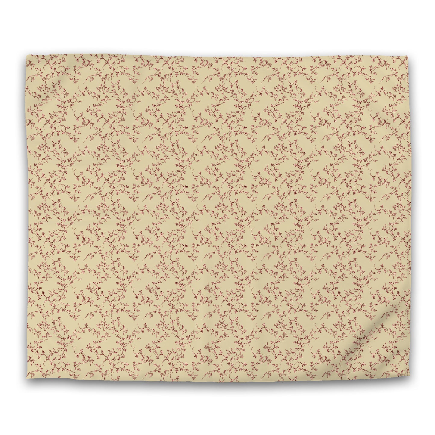 Desert Sand Cotton Sateen Duvet Cover, Burgundy Red Hand-painted Vine Print, CSDU-1284-181, King - 269 x  234 cm / 106 x 92 inches