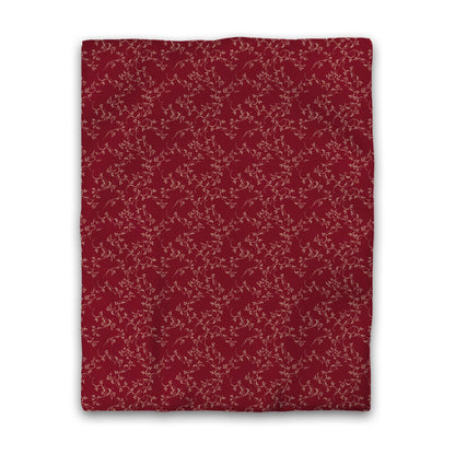 Burgundy Red Cotton Sateen Duvet Cover, Desert Sand Hand-painted Vine Print, CSDU-1284-182, Twin - 178 x 229 cm / 70 x 90 inches