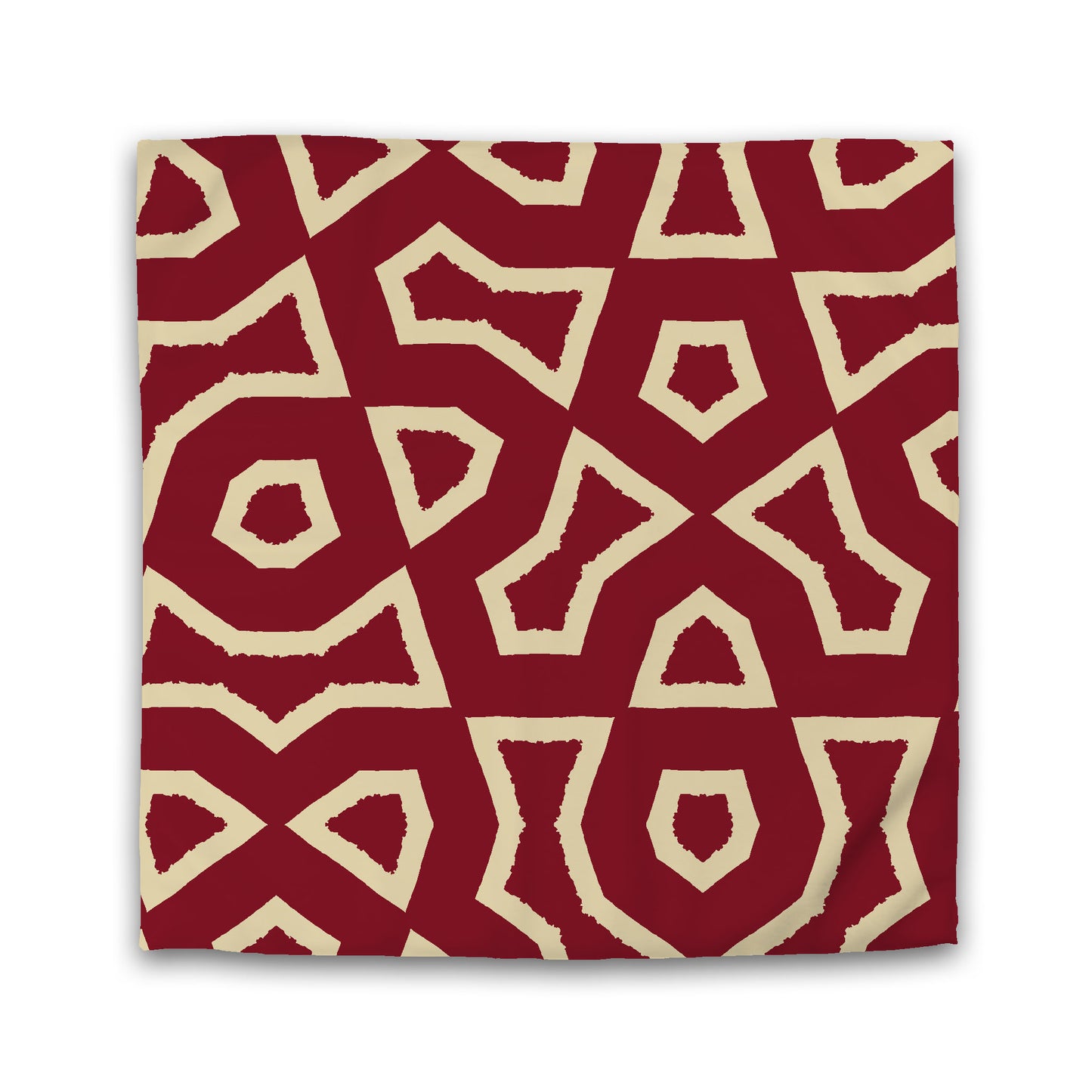 Burgundy Red Cotton Sateen Duvet Cover, Bold Tan Graphic | CSDU-1284-392