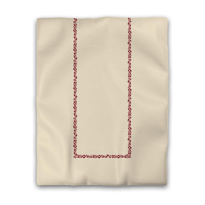 Beige Cotton Sateen Duvet Cover, Burgundy Red Hand-painted Dab Motif Print, Classic Border, CSDU-1285-091, Twin - 178 x 229 cm / 70 x 90 inches