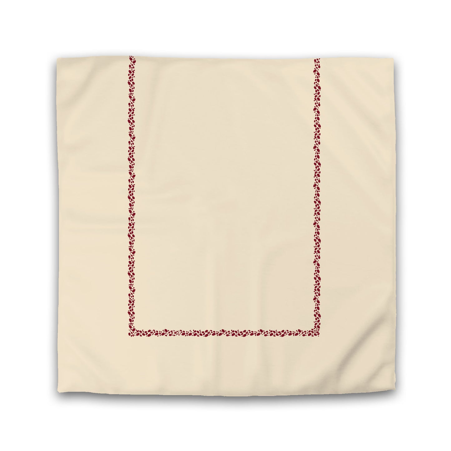 Beige Cotton Sateen Duvet Cover, Burgundy Red Hand-painted Dab Motif Print, Classic Border | CSDU-1285-091