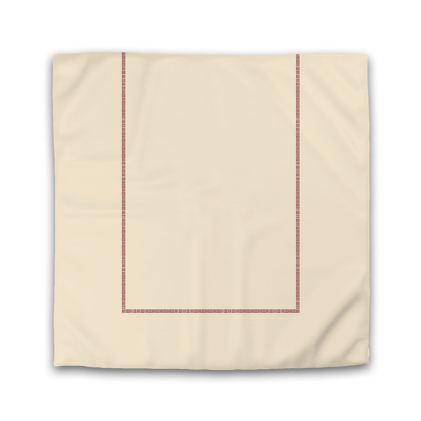 Beige Cotton Sateen Duvet Cover, Burgundy Red Single Weave Motif Print, Classic Border | CSDU-1285-141