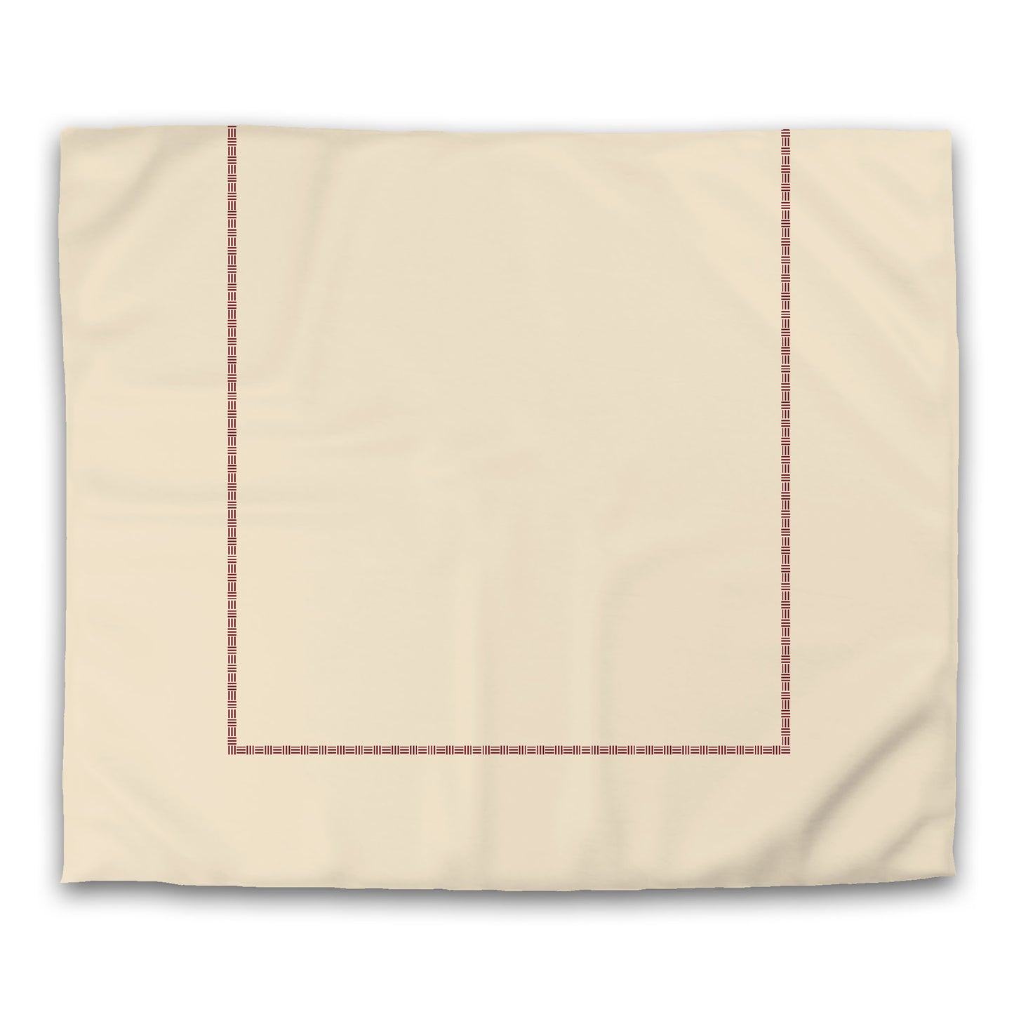 Beige Cotton Sateen Duvet Cover, Burgundy Red Single Weave Motif Print, Classic Border, CSDU-1285-141, King - 269 x  234 cm / 106 x 92 inches