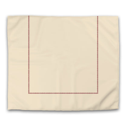 Beige Cotton Sateen Duvet Cover, Burgundy Red Single Weave Motif Print, Classic Border, CSDU-1285-141, King - 269 x  234 cm / 106 x 92 inches