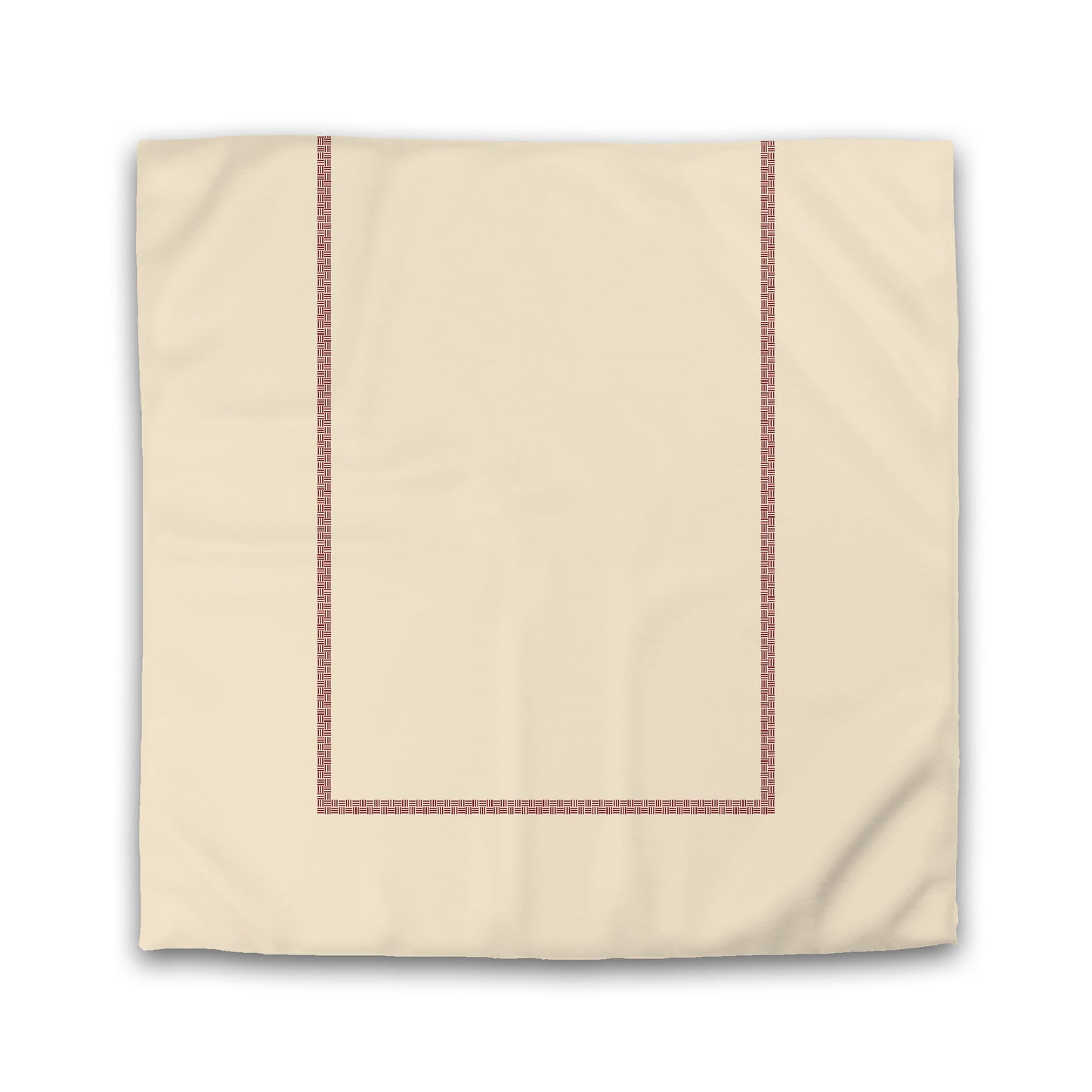 Beige Cotton Sateen Duvet Cover, Burgundy Red Double Weave Motif Print, Classic Border | CSDU-1285-143