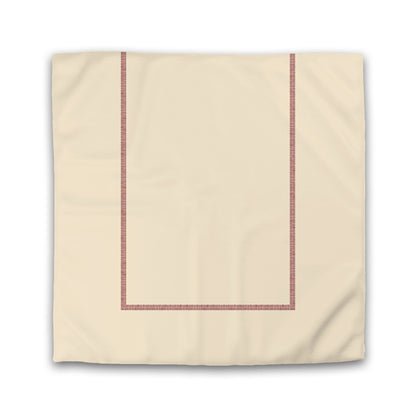 Beige Cotton Sateen Duvet Cover, Burgundy Red Double Weave Motif Print, Classic Border | CSDU-1285-143