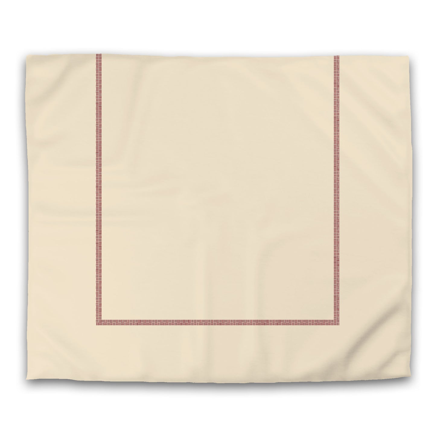 Beige Cotton Sateen Duvet Cover, Burgundy Red Double Weave Motif Print, Classic Border, CSDU-1285-143, King - 269 x  234 cm / 106 x 92 inches