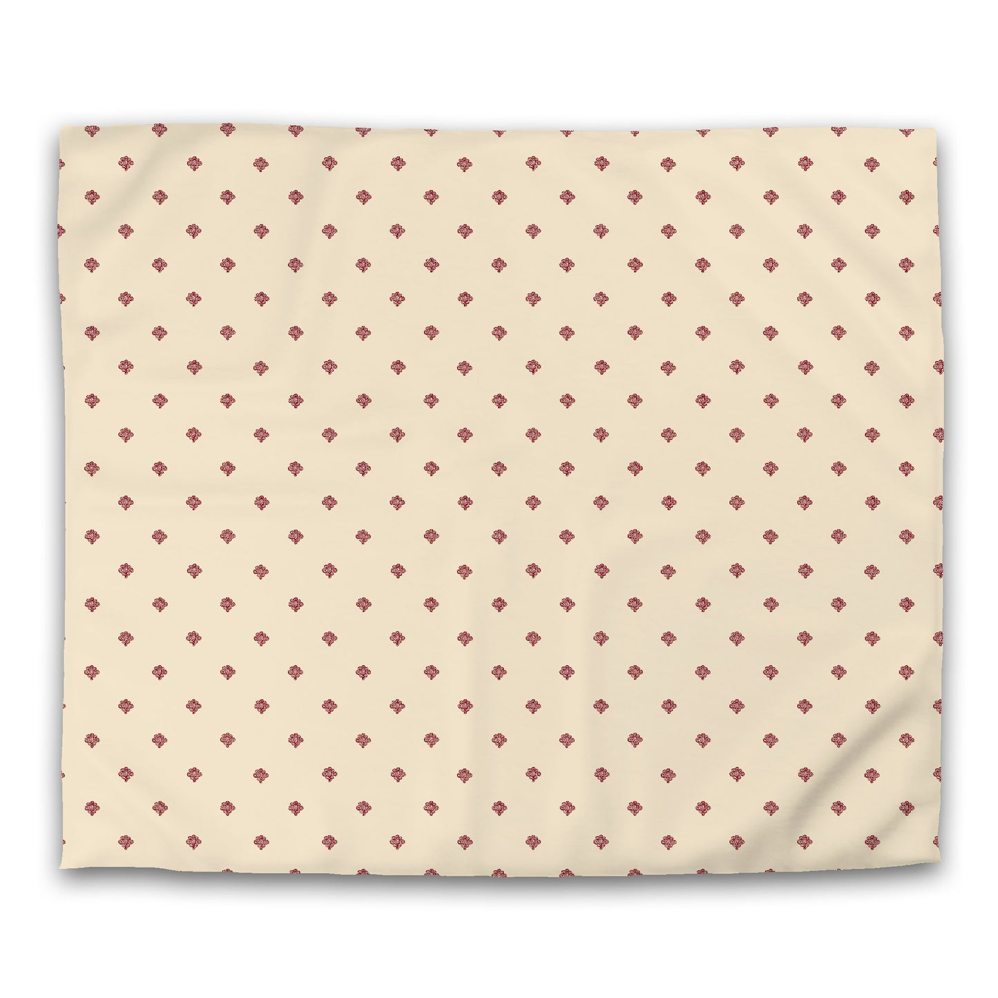 Beige Cotton Sateen Duvet Cover, Burgundy Red Hand-painted Swizzle Motif Print, CSDU-1285-171, King - 269 x  234 cm / 106 x 92 inches