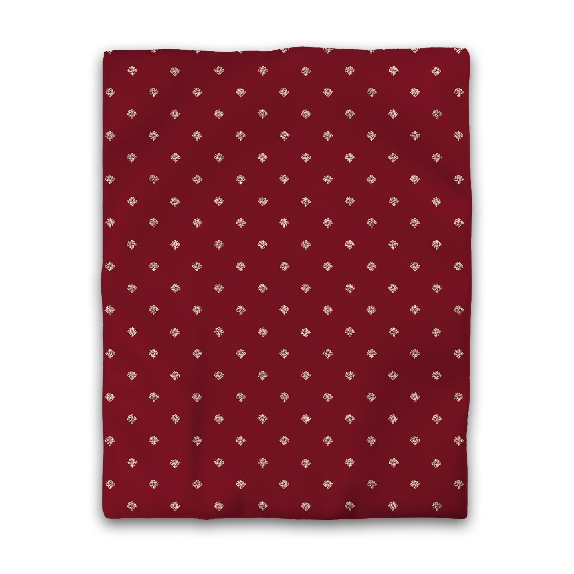 Burgundy Red Cotton Sateen Duvet Cover, Beige Hand-painted Swizzle Motif Print, CSDU-1285-172, Twin - 178 x 229 cm / 70 x 90 inches