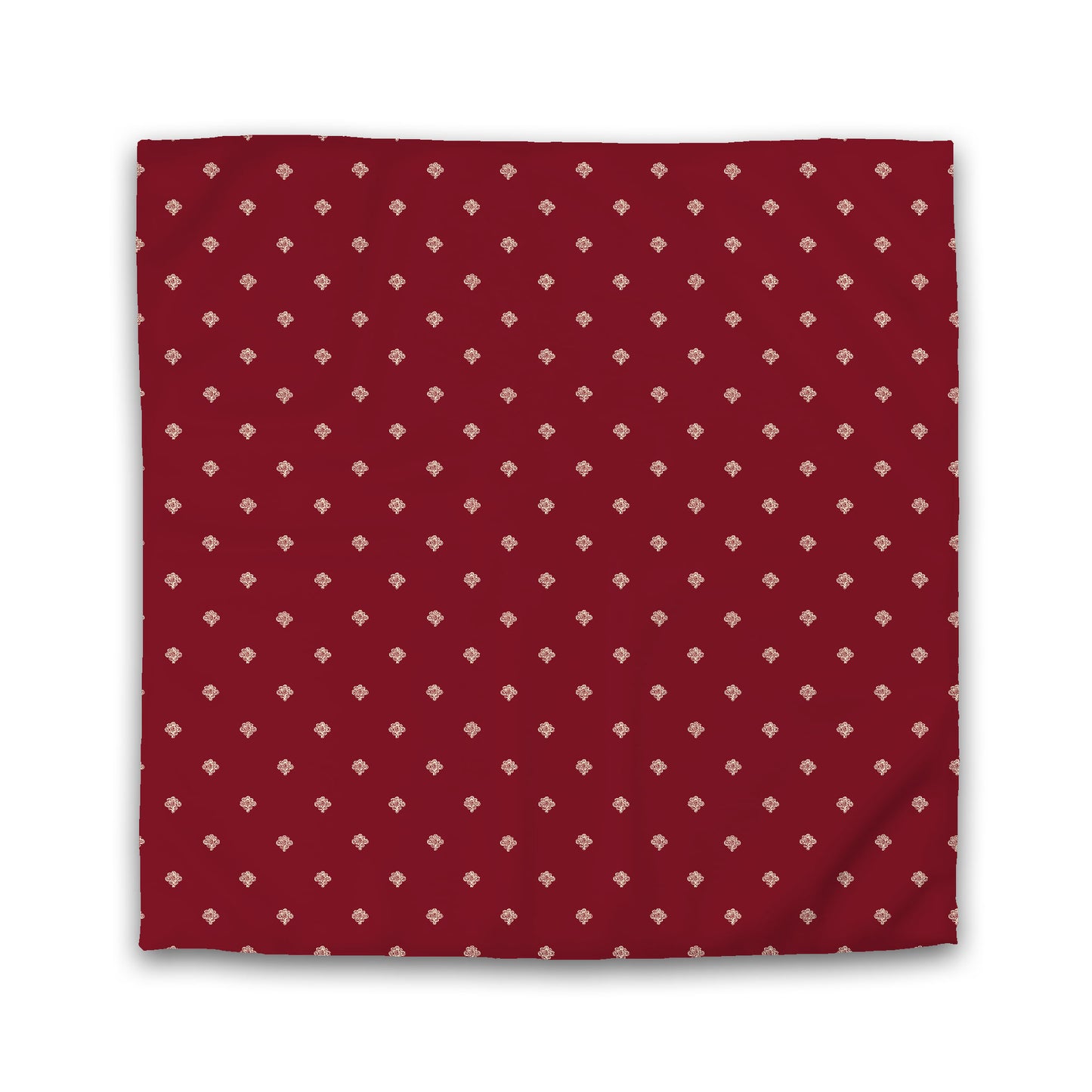 Burgundy Red Cotton Sateen Duvet Cover, Beige Hand-painted Swizzle Motif Print | CSDU-1285-172