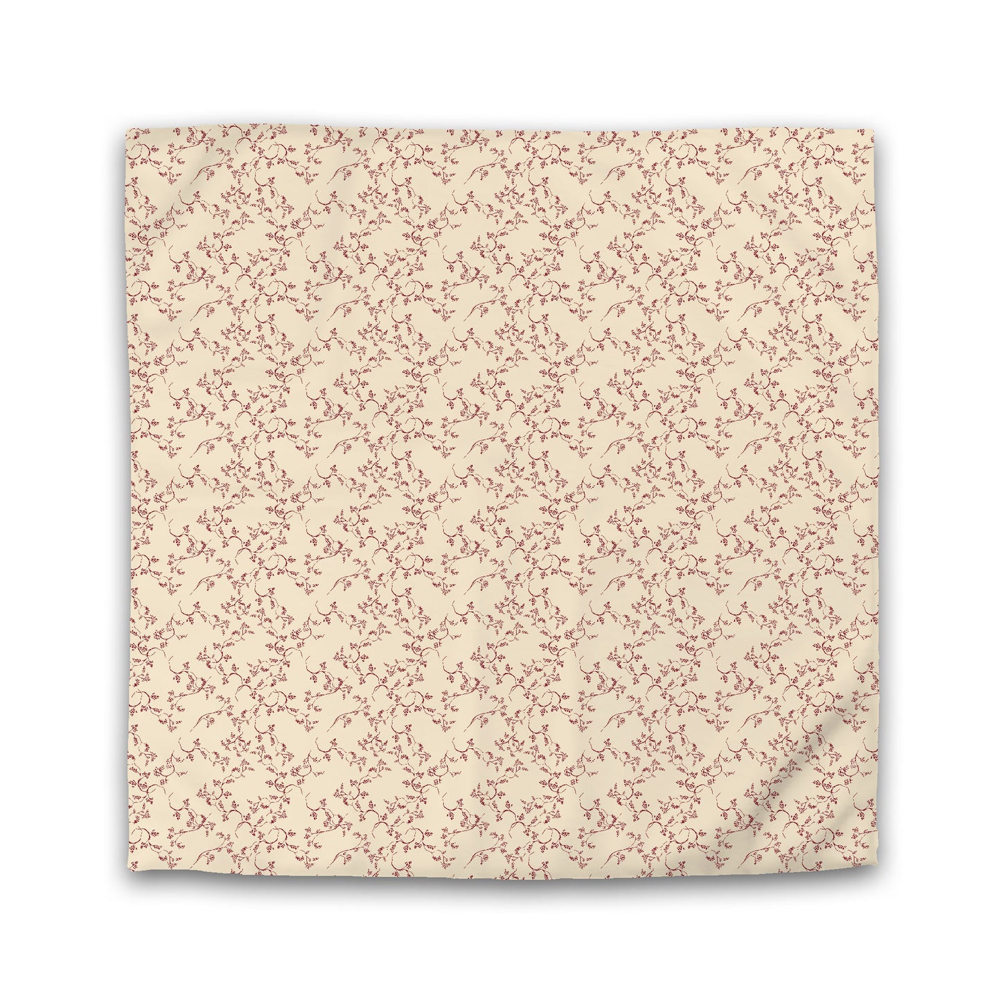 Beige Cotton Sateen Duvet Cover, Burgundy Red Hand-painted Vine Print | CSDU-1285-181