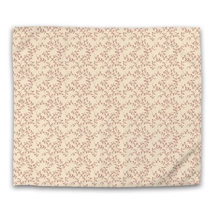 Beige Cotton Sateen Duvet Cover, Burgundy Red Hand-painted Vine Print, CSDU-1285-181, King - 269 x  234 cm / 106 x 92 inches