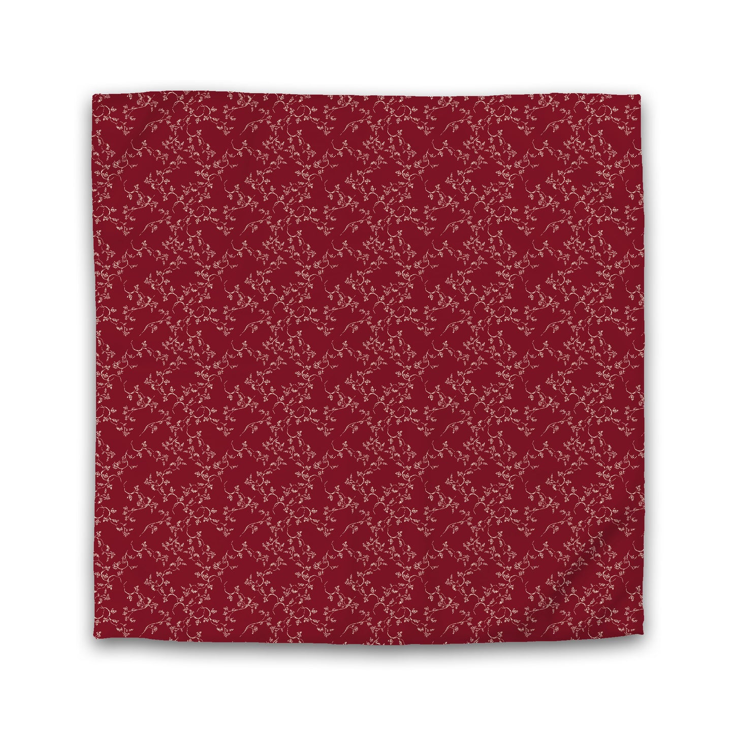 Burgundy Red Cotton Sateen Duvet Cover, Beige Hand-painted Vine Print | CSDU-1285-182