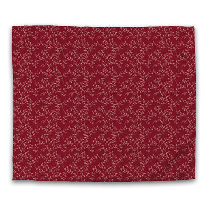 Burgundy Red Cotton Sateen Duvet Cover, Beige Hand-painted Vine Print, CSDU-1285-182, King - 269 x  234 cm / 106 x 92 inches