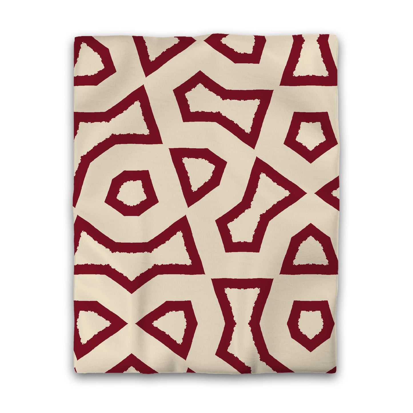 Beige Cotton Sateen Duvet Cover, Bold Burgundy Red Graphic, CSDU-1285-391, Twin - 178 x 229 cm / 70 x 90 inches