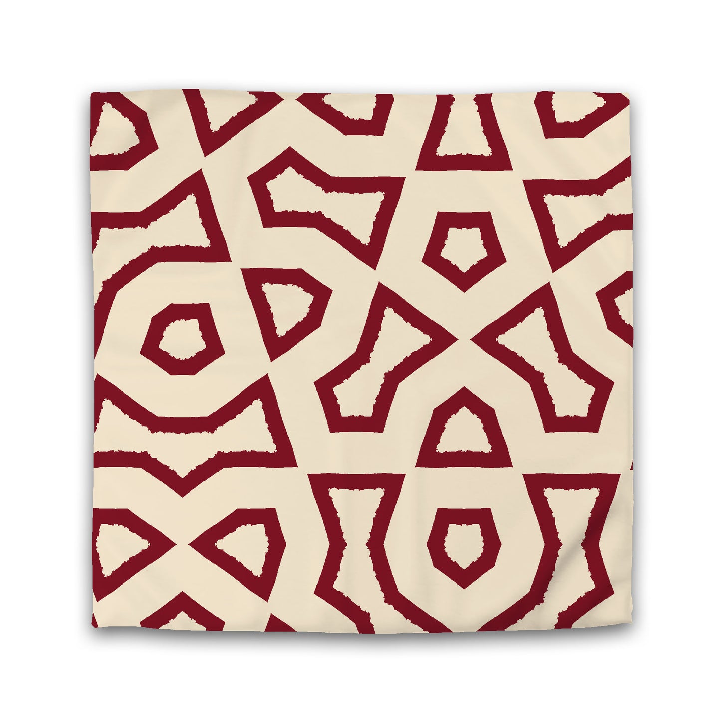 Beige Cotton Sateen Duvet Cover, Bold Burgundy Red Graphic | CSDU-1285-391